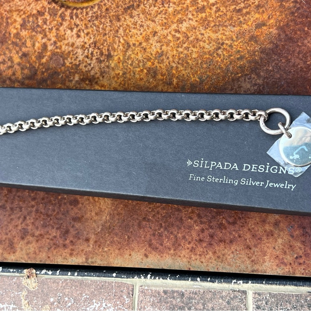 Vintage Silpada Sterling Silver Handcrafted Chain Bracelet with charm